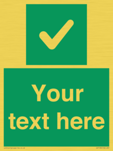 Custom green background, green square with tick sign